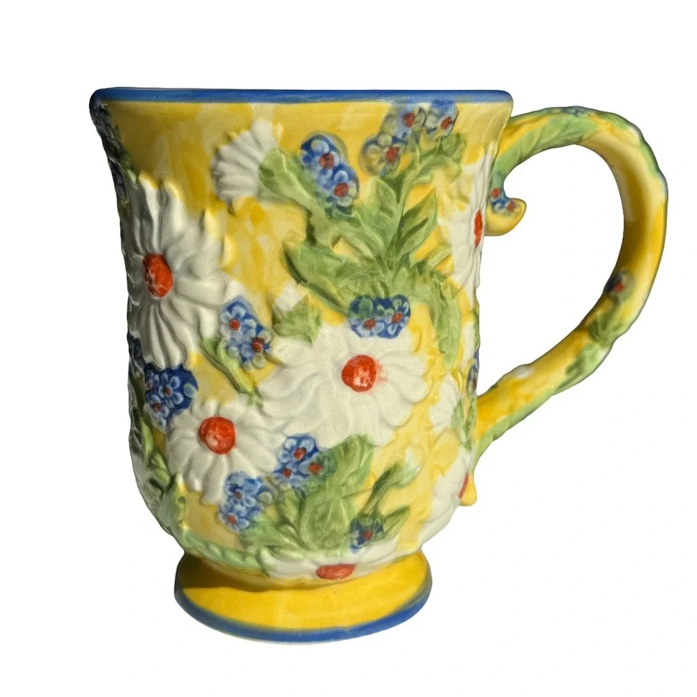 Temptations By Tara Floral 3D Daisy Coffee Cups Presentable Ovenware Floral Mugs